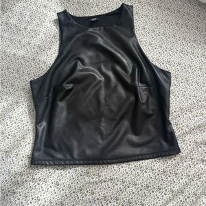 Express Black Faux Leather Tank Top